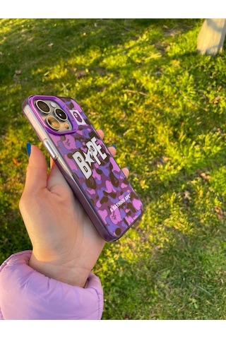 Apple Uyumlu iPhone 13 Holocase Yeni Model Baskılı Sert Plastik Sararmaz Darbe Emici Kamera Korumalı Mor