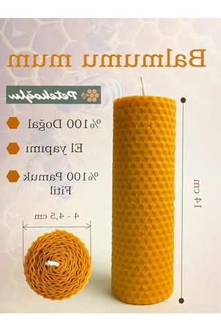 Dekoratif Balmumu Mum Hediye Kutusu, 4 Lü Set, Yeşil Krem Süslemeli 000 Açık Krem