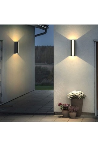12 Watt Optik Çift Yönlü Dış Ve İç Mekan Uyumlu Duvar Led Apl... Siyah