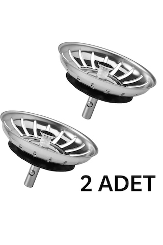 2 Adet Çöpmak 8 Cm Paslanmaz Çelik Lavabo Evye Gider Süzgeci Sif