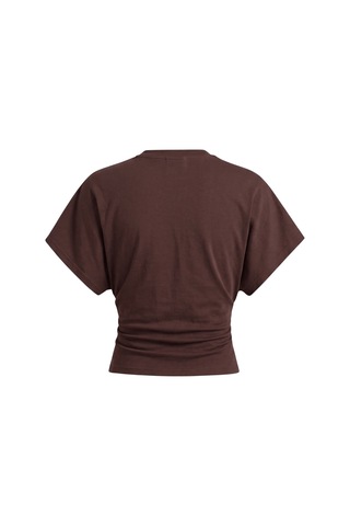 Genius Store Kadın Yarasa Kollu Bluz Pamuklu 2 Li Bluz Yarasakol-2 Kahverengi-beyaz