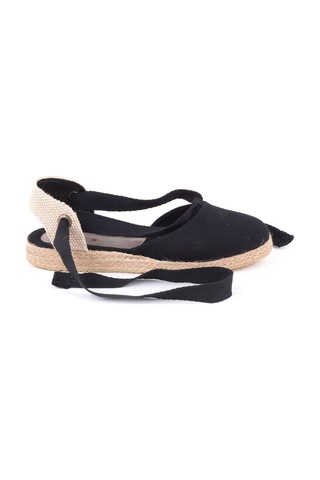 Star Tombis Gerçek Elişi Ipli Düz Topuk Keten Espadril Handmade Siyah