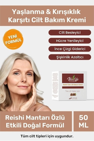 İlla Life Reishi Mantarı Özlü Yaşlanma ve Kırışıklık Karşıtı Cilt Bakım Kremi 50 ML