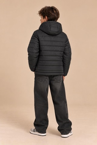 Alexandergardi Puffer Kapüşonlu Unisex Çocuk Şişme Mont Siyah