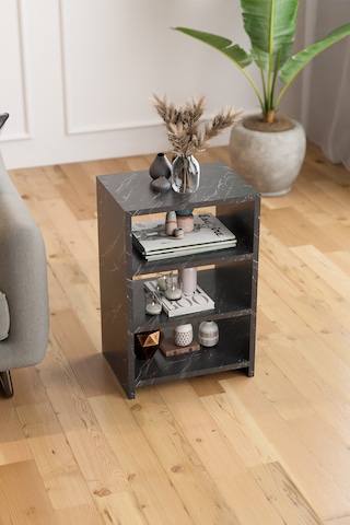 4 Raflı Komodin Yatak Odası Yanı Komodin Bölmeli Komodin Siyah