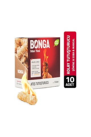 Bonga Mangal Ve Ateş Tutuşturucu 10 Adet 140 GR - Jel Ve Çıra Alternatifi Doğal Odun Yünü