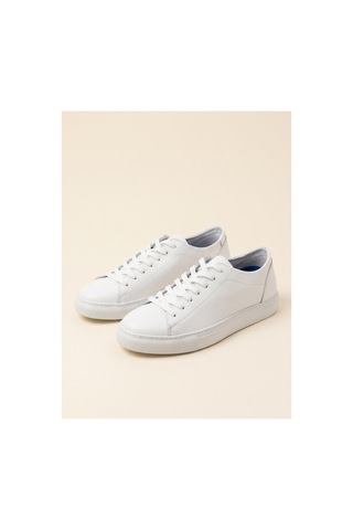 Bafaş Ayakkabı 035044 Beyaz Hakiki Dana Derisi Bağcıklı Erkek Sneaker