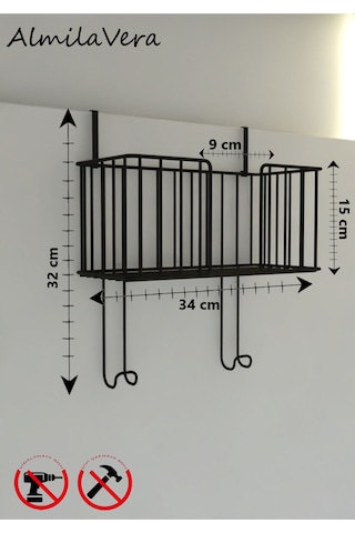 Siyah Paslanamaz Kapı Arkası Ütü Ve Ütü Masası Askısı Ütü Düzenleyici Raf Siyah