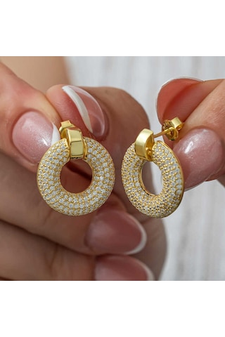 Gümüş Halka Gold Kadın Küpe