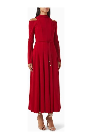 Eegen Studio Diep Dönüştürülebilir Kemerli Elbise Rib - Knit, Off - Shoulder Kırmızı