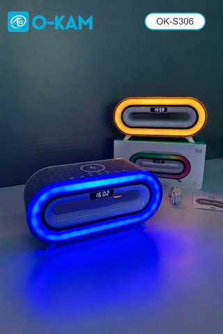 O-kam Ok-s306 Bluetooth Rgb Saatli Kablosuz Şarjlı Hoparlör