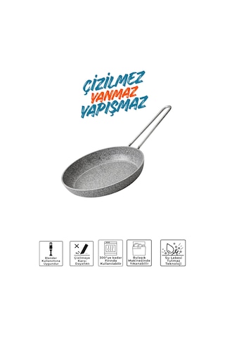Stone-h 24 Cm Çizilmez Yanmaz Yapışmaz Tava Gri