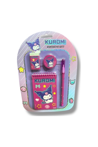 Kuromi Kırtasiye Seti Kalem-not Defteri-silgi-kalemtraş Mor
