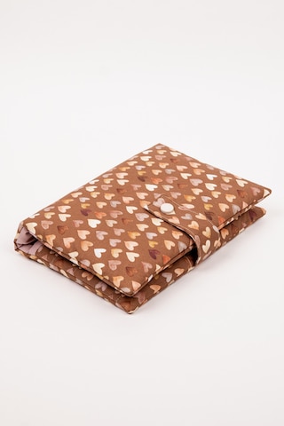 Kitap Ve Defter Kılıfı Kalp Desenli Çok Bölmeli Kumaş Organizer 19x26 Cm