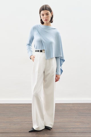 Şal Detaylı Dökümlü Bluz Mavi Mavi