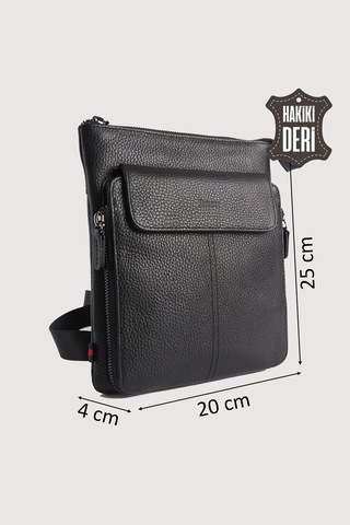 Hakiki Deri Erkek Postacı Çantası Siyah Smr9279 Siyah