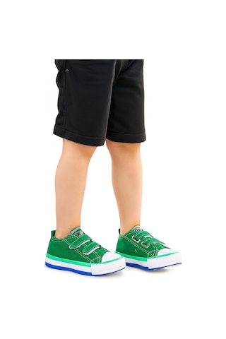 Kiko Kids Linen Cırtlı Erkek Bebek Keten Spor Ayakkabı Yeşil