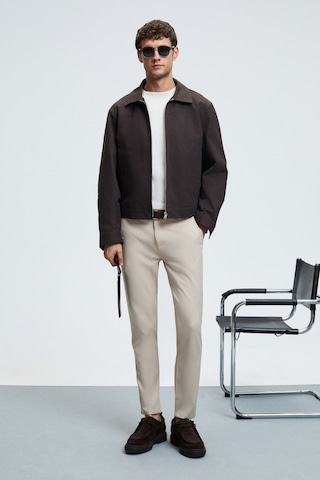 Grımelange Crudo Erkek Yanları Ve Arkası Cepli Fermuarlı Regular Fit Dokuma Bej Pantolon Bej