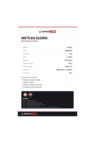 Beherlabs Metilen Klorid 30 L