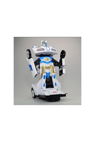 Transformers Robota Dönüşen Işıklı, Sesli, Sensörlü Oyuncak Polis Arabası Ferrari Model Beyaz