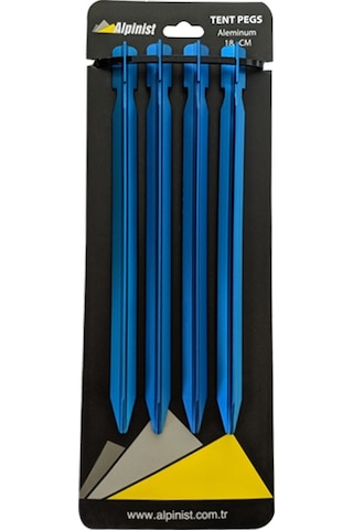 Alpinist Alüminyum 6061 Çadır Kazığı 18 CM Mavi 4'lü Mavi