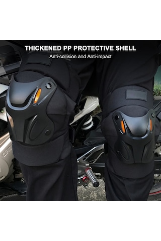 Pazly Gece Görünürlü Ayarlanabilir Motosiklet Dizlik Ve Dirseklik Seti - 2 Parça Siyah, Hava Alabilir, Uzun Kullanım Siyah