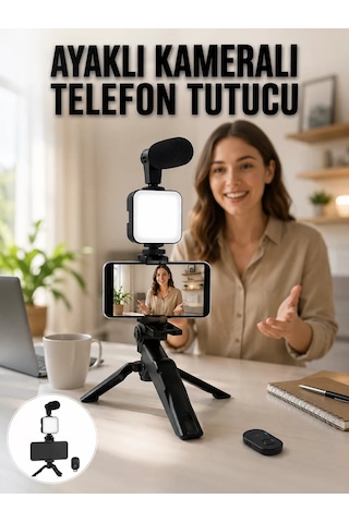 Northcity Led Işıklı Mikrofonlu Vlog Telefon Tutucu Seti - Yeni Nesil Kamera Kiti