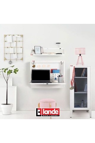 Lande - Ziglat 1110 - Metal Dolap - Cam Kapılı - Mat Beyaz. Beyaz