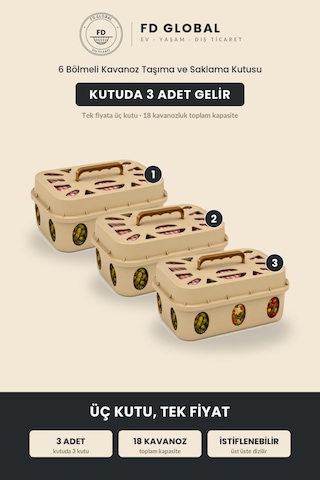 Defond 6 Bölmeli Kavanoz Taşıma Ve Saklama Kutusu Kulplu Mutfak Organizeri, Turşu Reçel Konserve Kavanozu Bej