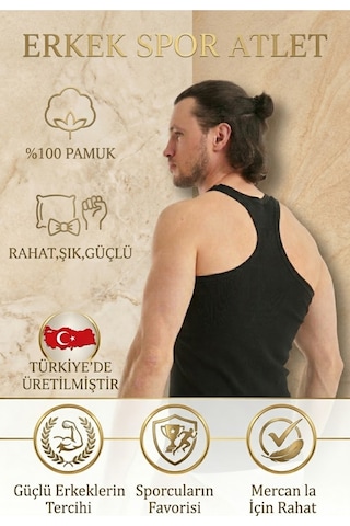 Mercan Erkek Siyah Spor Atlet %100 Pamuklu Asimetrik Kesim Bisiklet Yaka