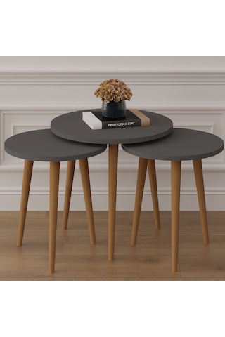 3 Lü Yuvarlak Zigon Sehpa Ahşap Ayaklı-sehpa01-antrasit