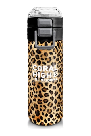 Coral High 500 Ml Kahverengi Leopar Desenli - Kız Çocuk Paslanmaz Çelik Okul Termosu/suluk/matara Çok Renkli