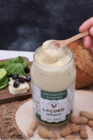 Laçoko İsme Kişiye Özel Şekersiz Saf Katkısız Fıstık Ezmesi Glutensiz Vegan Doğal Az Kavrulmuş Çiğ Yer Fıstığı Ezmesi 3 x 1 KG