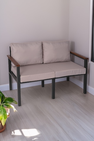 Neokas Bahce Mobilyası, Modern Balkon Mobilyası, Kafe Oturma Takımı, Teras Koltugu, 1 İkili Koltuk Gri