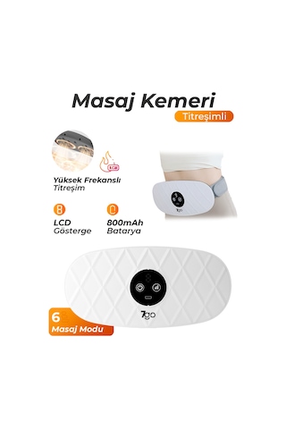 7go 7gmg9 Titreşimli Karın Masaj Kemeri: Göbek , 6 Mod, Usb-c Şarjlı Vibrasyon Cihazı Beyaz