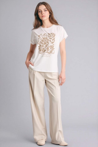 Defacto Bisiklet Yaka Çiçekli Ekru Kadın T-shirt G8804ax/er105 Ekru