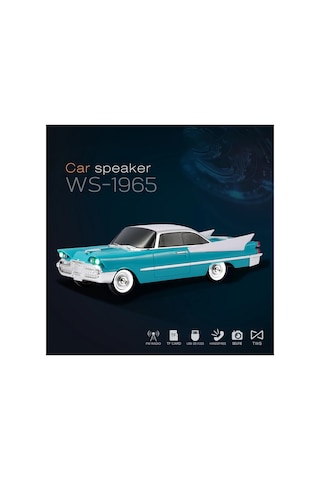 Nostaljik Araba Şeklinde Bluetooth Speaker Şarjlı Led Işıklı Kablosuz Hoparlör Fm Radyo Sd Kart Usb