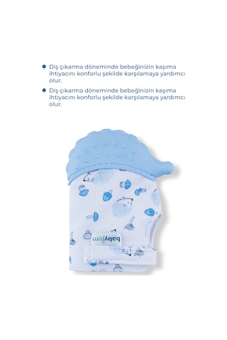 Babyjem Bebek Diş Kaşıyıcı Eldiveni Kirpi Mavi