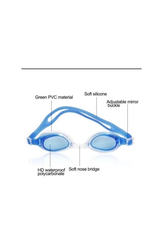Çocuk Yüzücü Gözlüğü Pvc Çantalı Mavi 8-12 Yaş Beyaz