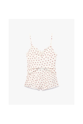 Koton Desenli Rahat Kesim Şortlu Pijama Takımı Kırmızı Desenli 6slk40025mk