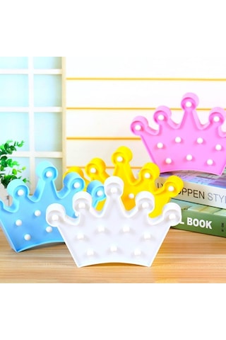 3d Dekoratif Pilli Kraliçe Tacı Model Led Masa Ve Gece Lambası Beyaz