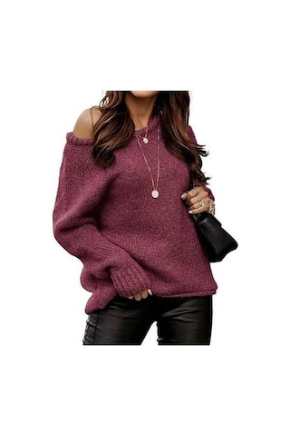 Tongxida Kadın Modası Bordo Uzun Kollu Bol Kazaklar, Uzun Boy, Büyük Beden, Rahat, Sonbahar/kış Bordo