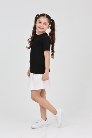 Erdem Kıds Kız Çocuk Siyah Düz Baskısız Kısa Kol Basic Casual-okul T-shirt Siyah Siyah