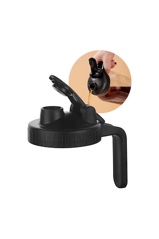 Geeksen Geniş Ağızlı Kavanoz İçin Sızdırmaz Dökme Ağızlı Kapak, Pratik Ve Dayanıklı Siyah