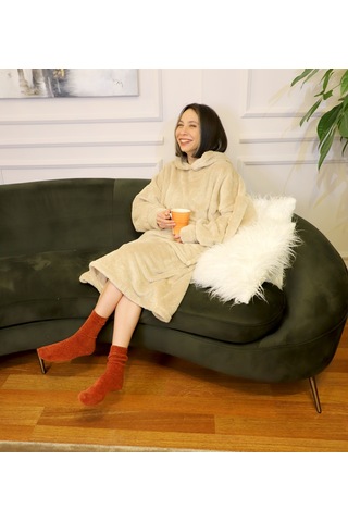 Rokeff Wellsoft Tek Kişilik Giyilebilir Battaniye Bej L/xl