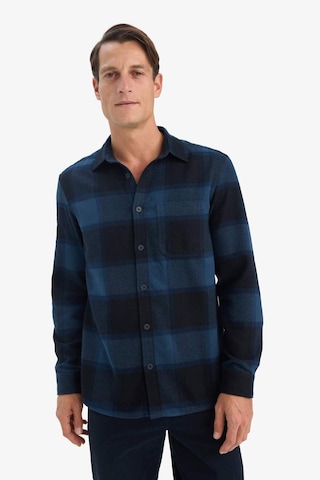 Defacto Regular Fit Polo Yaka Kareli Flanel Uzun Kollu Gömlek E8242ax25aunv64 Lacivert-nv64