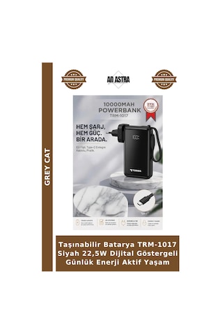Taşınabilir Batarya Trm-1017 Siyah 22,5w Dijital Göstergeli Günlük Enerji Aktif Yaşam Çok Renkli