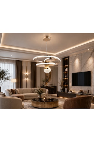 Valeria Modern Gold Led Sarkıt Avize,3 Renk Yanabilen Modern Avize,salon Led Avize Valeria Modern Gold Led Sarkıt Avize,3 Renk Yanabilen Modern Avize,salon Led Avize