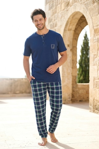 Mataş Erkek Lacivert Viskon Karışımlı Kısa Kollu Yazlık Soft Örme Pijama Takımı