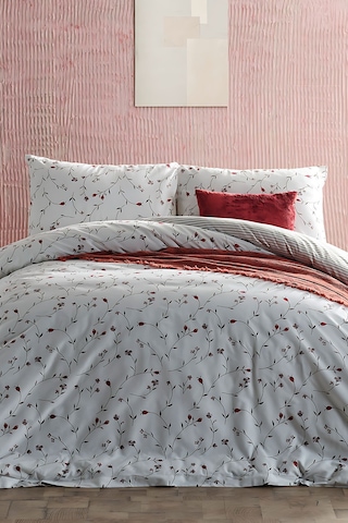 Doqu Home Ranforce Elegan Çift Kişilik Nevresim Takımı - Beyaz